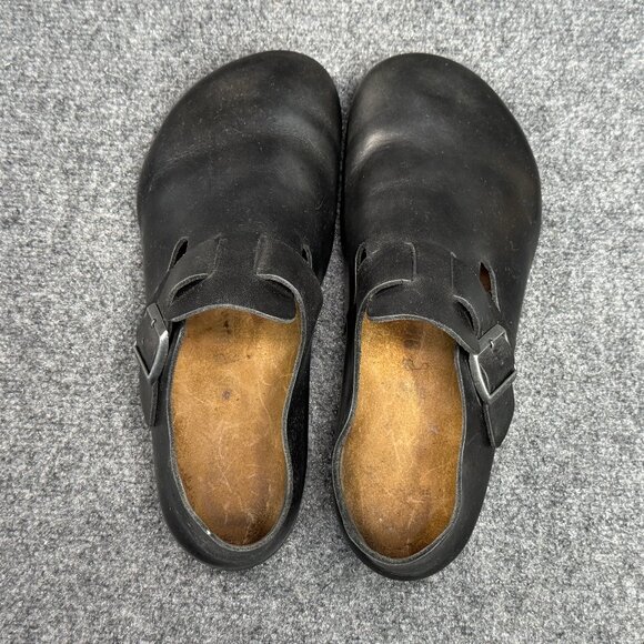 Birkenstock London Clogs Mens Size 11 Black Oiled Leather Slip On Buckle Sandals main image 13